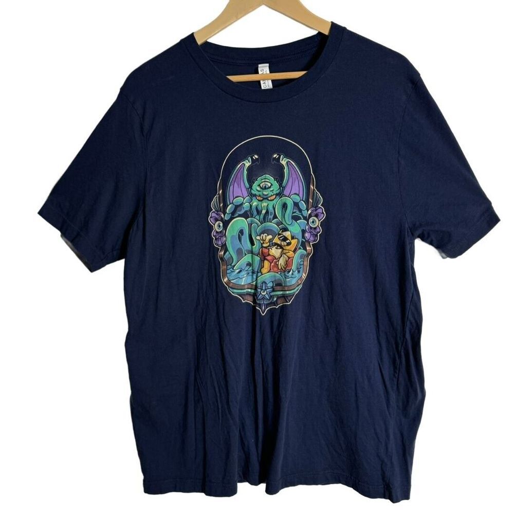 Bella + Canvas Men's XL Graphic T-Shirt‎ Navy 100% Cotton Relaxed Geek Cosmic